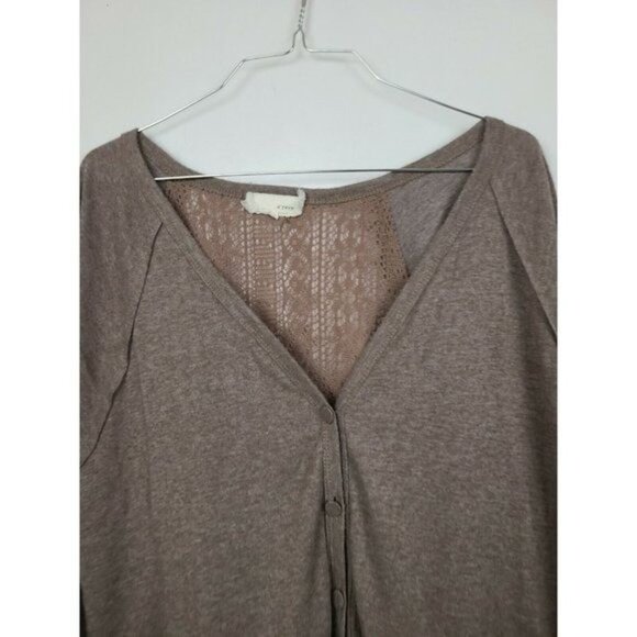 A'reve Womens BOHO Fairy Cardigan Medium Brown Crochet Button Front Oversized - Picture 2 of 8